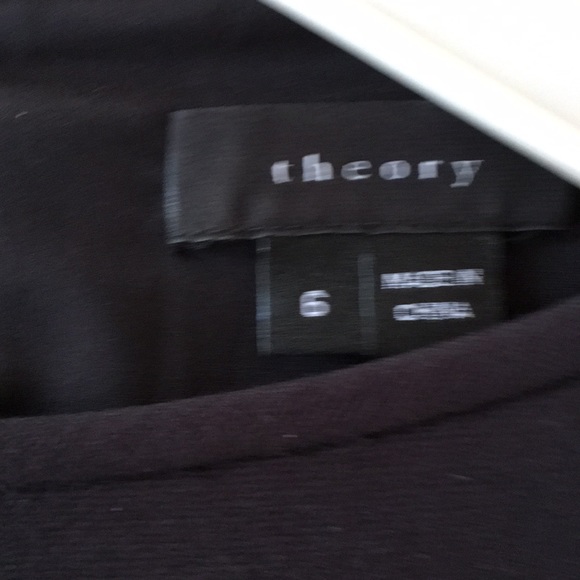 Theory black shortsleeve dress with leather trim 6 - Picture 4 of 6